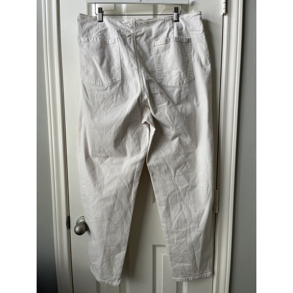 Eileen Fisher White Denim Straight Leg High Rise Ankle Organic Cotton Sz 16 - Picture 6 of 9